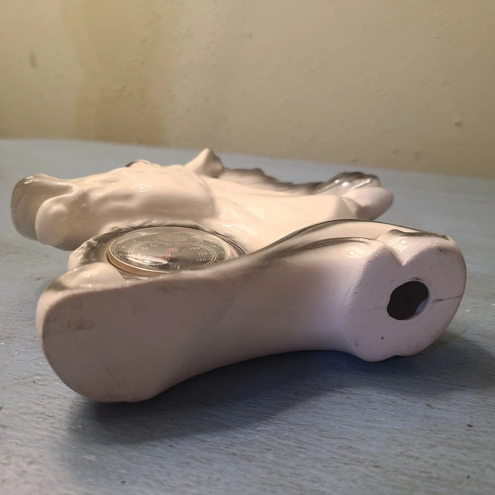 1950's Ceramic Horse‎ Head Figurine Equestrian Decorative Thermometer Japan 5